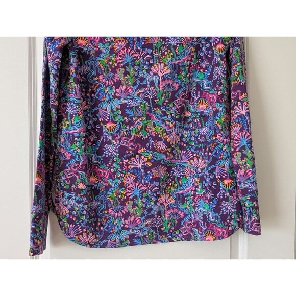 Lilly Pulitzer UPF50+ Luxletic Blythe Pullover Top Purple Colony Conga Size Med - Picture 6 of 12